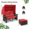 Outdoor Rattan Daybed Loveseat With Canopy 4 Position Reclining Ottoman Set Beige Red